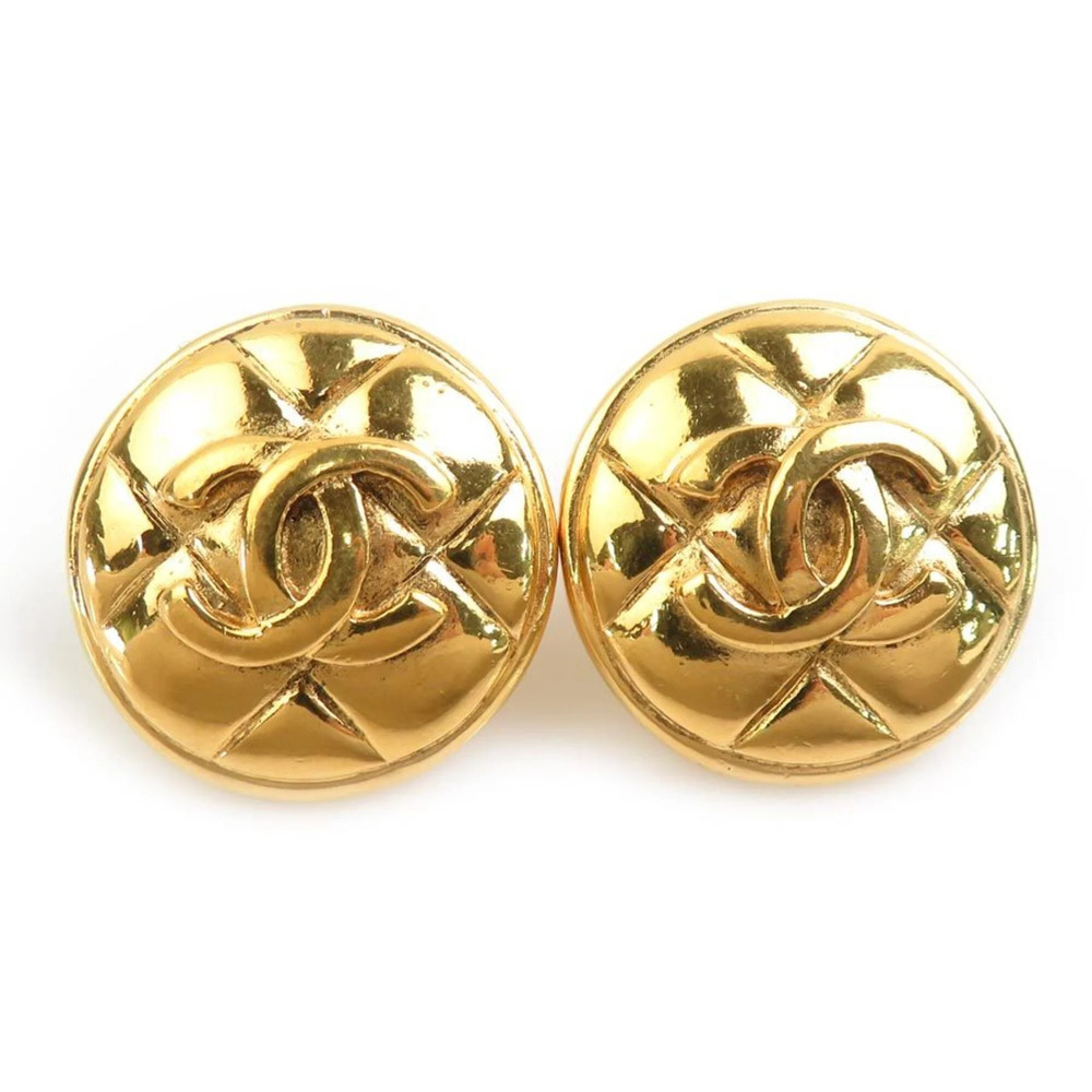 Chanel earrings, Coco Mark design, metal, gold, women's, e61970i